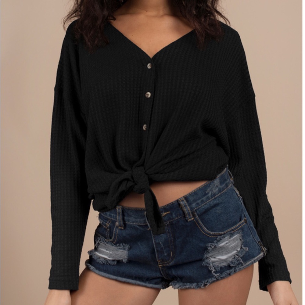 Black waffle cardigan